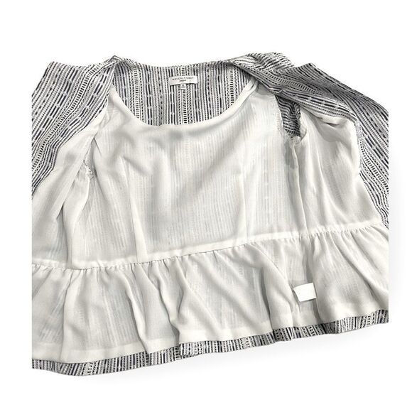 Waverly Grey Peplum Jacket Single Button Eyelet Tie Sleeves Cotton Size M - $218 - Picture 7 of 11